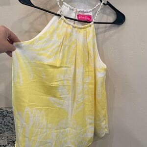 Lilly Pulitzer Yellow and White Women's Blouse